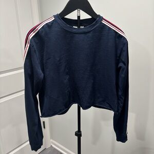 TNA Navy Crewneck Top with Red & White Shoulder Accent